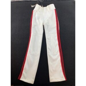 Mizuno Youth Baseball Pants White‎ Red Black Stripe Double Knee Padded Small